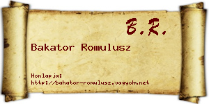 Bakator Romulusz névjegykártya